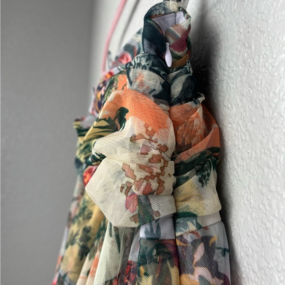 Anthropologie High-Low Tulle Women Garden Floral Watercolor Size6 Romantic Skirt - Picture 5 of 13